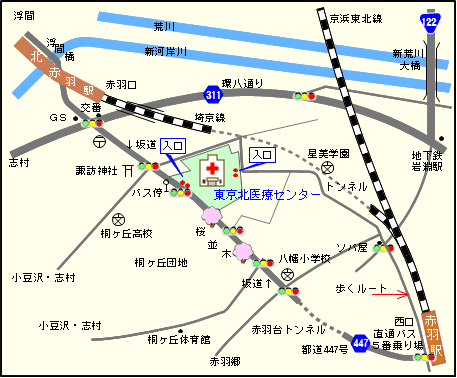 東京北社会保険病院地図